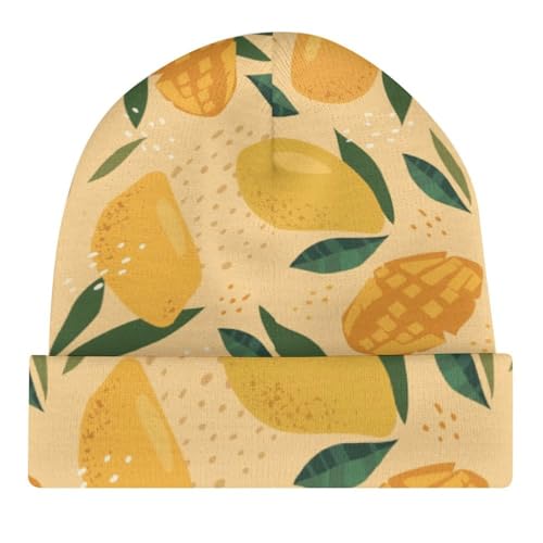 Fruit of Mango and Leaves Pattern Kids Beanie Hat for for Girls Boys Children Cap Winter Knitted Chemo Cancer Headwear Accessories Gifts Decoration4