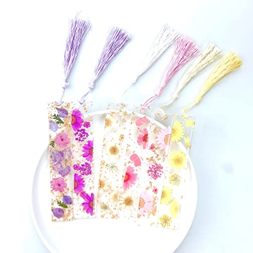 Daisy Epoxy Bookmarks Dried Flower Resin Bookmark Pressed Flower Bookmark Transparent Floral Dried Flower Page Marker Acrylic Bookmark For Kids Woman Teacher Students Purple Beauty Sakura #TOP2