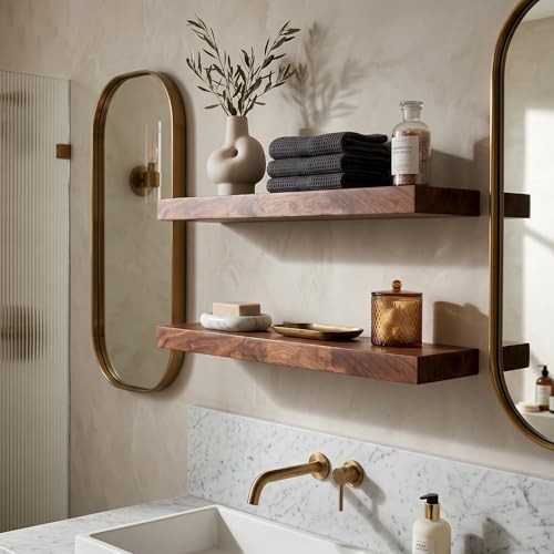 Hives & Honey Sturridge Rustic Floating Shelf 48 Inch, Solid Acacia Wood Wall Mounted Shelf, Hidden Bracket Design, Heavy Duty Display Storage Shelf, Modern Rustic Home Décor by Hives and Honey - Image 3