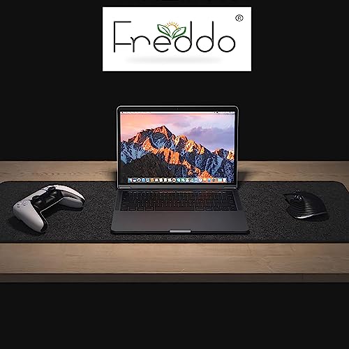 Image of FREDDO Felt Desk Mat Pad for Desktop Laptop Keyboard Gaming Mouse Pad for Home and Office (26 x 12 inch) Black Color, Pack of 1 Piece
