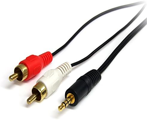 StarTech.com MU1MMSRA 1 ft (0.3 m) Right Angle 3.5 mm Audio Cable, 3.5 mm Slim Audio Cable, Right Angle, Male/Male, Aux Cable, Black