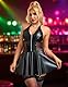 ohmydear Lederkleid Damen Elegant A Linie Dessous Große Größen Damen Leder Dessous Reizwäsche Wetlook Frauen mit Reißverschluss Curvy Leather Lingerie Sexy for Women