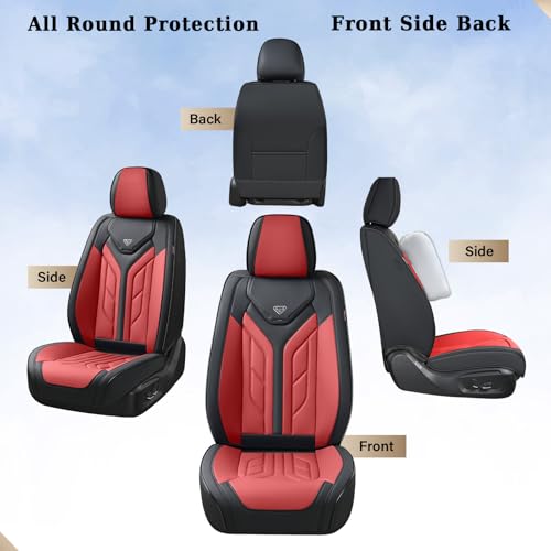 Image of Coverado Seat Covers, Car Seat Covers Front Seats, Leather Seat Covers for Cars, Automotive Seat Covers Car Seat Protector Car Seat Cushion Universal Fit for Most Sedans SUV Pick-up Truck(Burgundy)