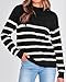 KIRUNDO Fall Sweaters for Women 2025 Striped Turtleneck Ribbed Knit Sweater Trendy Pullover Jumper Winter Fashion Clothing(Medium, Black)