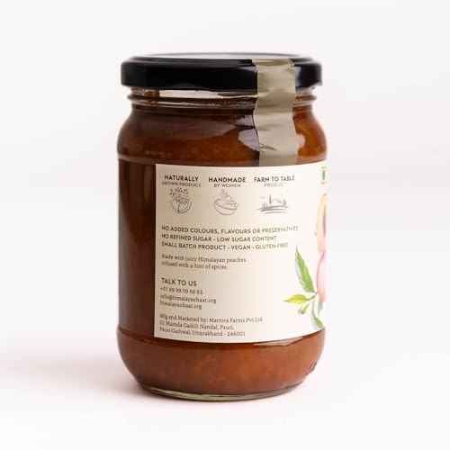 Image of Himalayan Haat Spiced Peach Preserve - Handmade Low Sugar Fruit Jam | 70% Fruit, 100% Natural | Farm Fresh Himalayan Ingredients | No Preservatives, Refined Sugar or Artificial Ingredients | 240g