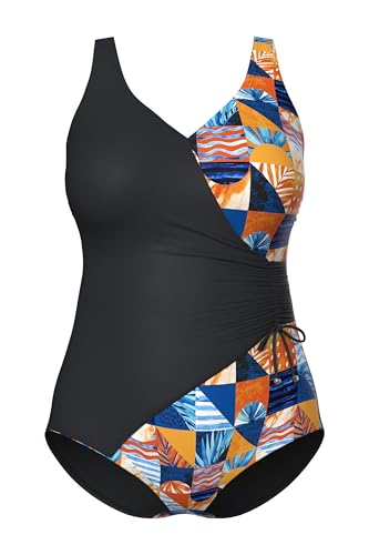Maillot de bain à carreaux Ulla Popken avec bonnets souples en tissu recyclé confortable