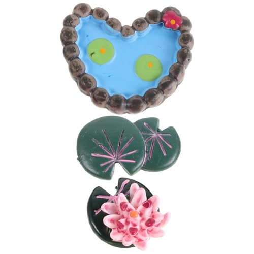 Abaodam Lot de 3 Miniatures de Lotus Artificiels pour Décor Micro-Paysage Feuilles de Nénuphar Réalistes Accessoires Miniatures pour Bassin et Aquarium Décoration Jardin Féérique
