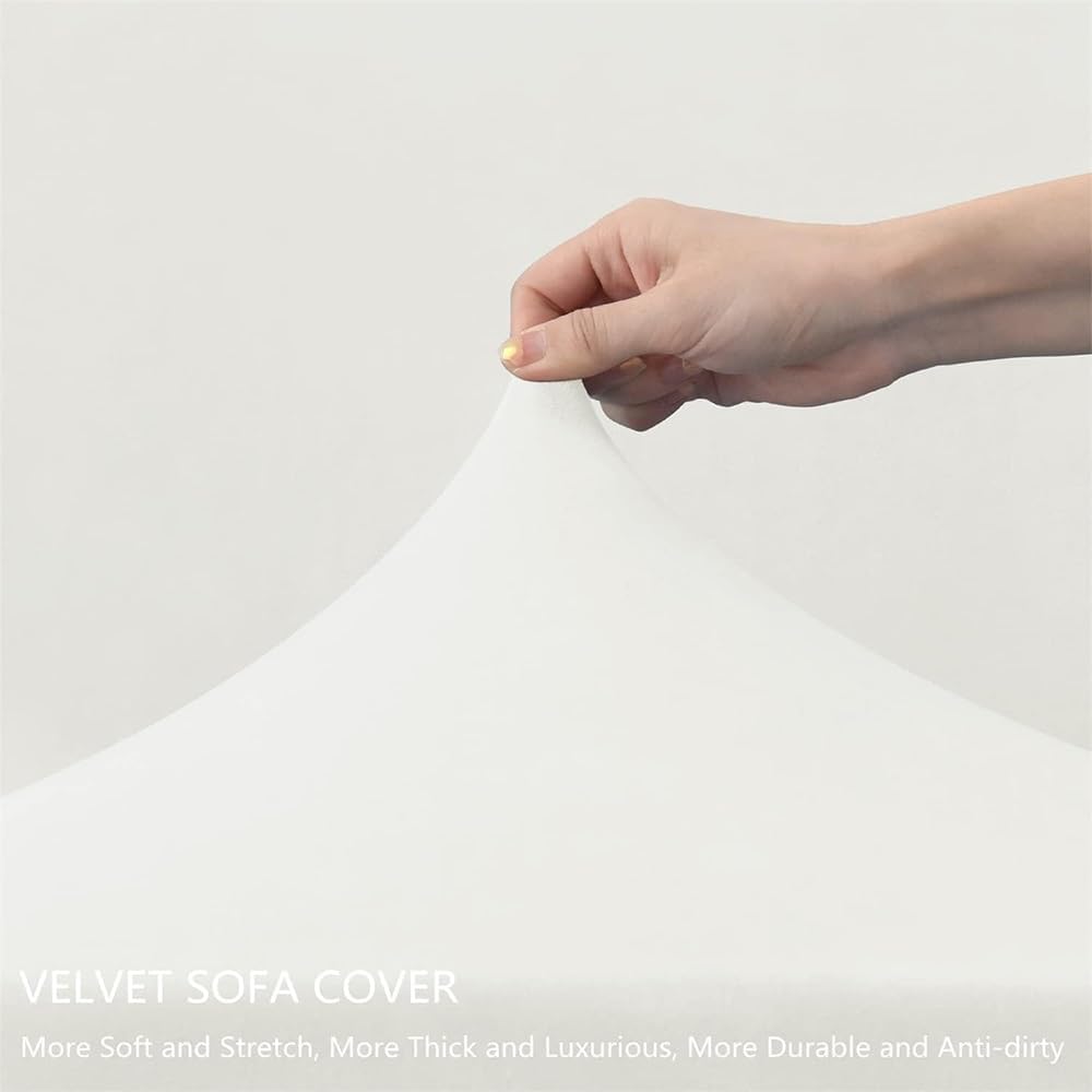 Velvet Large Size Stretch Dining Chair Covers, Plush XL Dining Chair Slipcovers, Spandex High Back Chairs Protector Covers for Dining Room, Wedding, Ceremony, Banque (Color : White, Size : 4PCS)