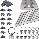 Airlineschiene 6X 1,5 Meter eckig Silber eloxiert im Set mit 12 Ösen und 12 Endkappen, Alu Zurrschiene robust, hohe Stabilität und Langlebigkeit, Anhänger, PKW, Camper, Wohnmobil Airline- Schiene