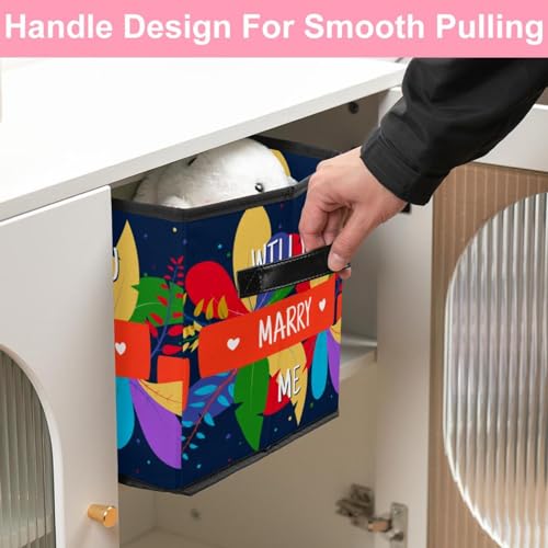Boîte de rangement pliable en tissu cube 30cm avec poignées pour vêtements - 7