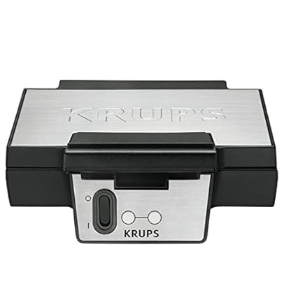 Krups Waffeleisen FDK251, Doppelwaffeleisen, 2 Belgische Waffeln gleichzeitig, Antihaftbeschichtete Platten, für rechteckige, sicher dank isoliertem Griff, 850W, 6x12x12cm, Schwarz