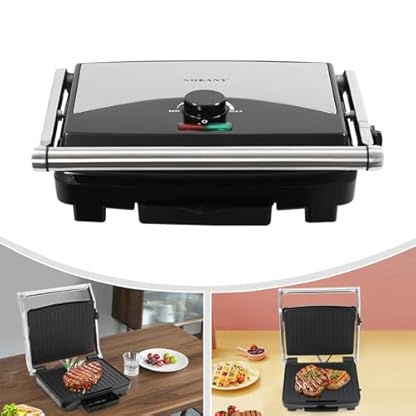 Multifunktional Kontaktgrill Toaster Sandwichtoaster, Optigrill Tragbar antihaftbeschichteter Panini Grill für Sandwiches, Toast, Steaks, Gemüse, bis 250°C – Bild 7