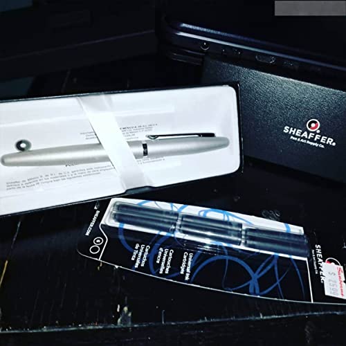 Sheaffer Vfm E1940051 Refillable Lacquer Rollerball Pen With Chrome Trim, Medium Point, Includes Premium Gift Box And Black Cartridge, 1 Pack, Strobe Silver #TOP7