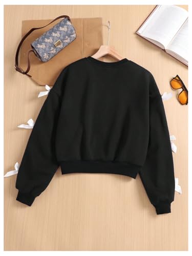 GORGLITTER Girl's Bowknot Decor Crewneck Sweatshirt Cut Out Long Sleeve Pullover Tops2