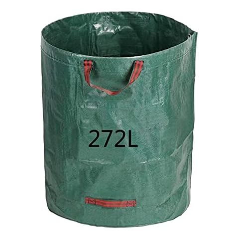 Garden Waste Bags, 272L Heavy Duty Large Tarpaulin Bag with Handles Reusable Green Grass Bags Waterproof Rubbish Refuse Sacks Foldable Garden Bin Bags Cover