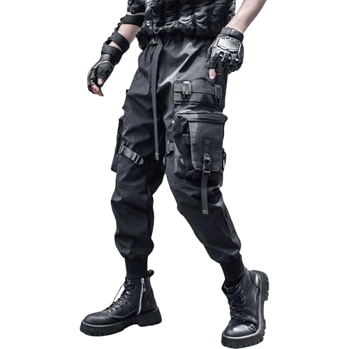 Men's Japanese High Street Multi Pocket Cargo Pants Functional Tactical Paratrooper Pants Men Casual Harem Pants