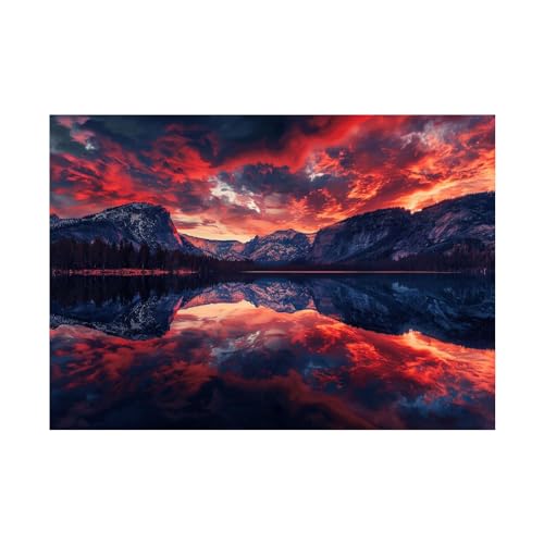 Impression sur toile paysage pour habiller un mur vide déco moderne lac montagne forêt WODJEM
