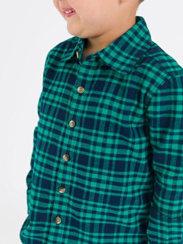 Image of RUGGEDBUTTS Boys Solid Cotton Long Sleeve Button Down Shirt with Button Tabs