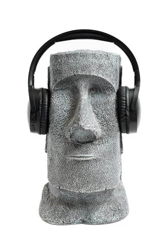 Neustein Moai Kopfhörerständer Deko Figur Kopf 31cm hoch Dekoration grau schwer stabil modernes Design Kopfhörer Ständer Halterung Kopf