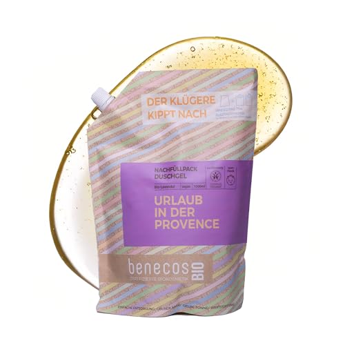 BenecosBIO Nachfüllbeutel Duschgel Urlaub in der Provence - Bio-Lavendel - zertifizierte Naturkosmetik - vegan - beruhigend & pflegend - 1000ml
