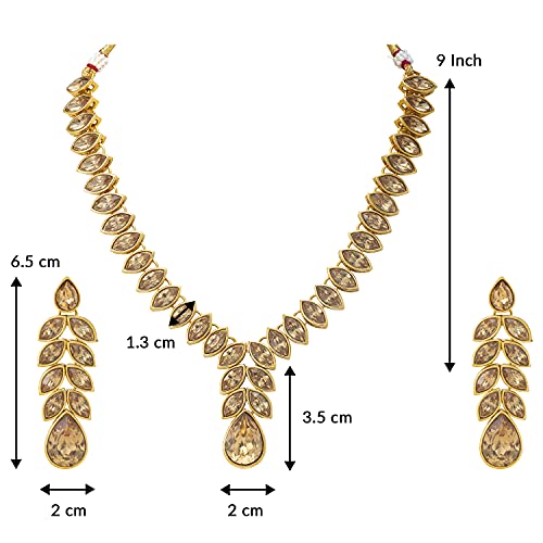 Image of Peora Traditional Crystal Necklace & Jewellery Set Gift for Women