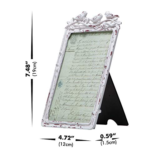 Soffee Design Vintage 4X6 In Picture Frame Farmhouse Table Top Photo Display For Home Decor Vertically Frame, Antique White Birds #TOP5