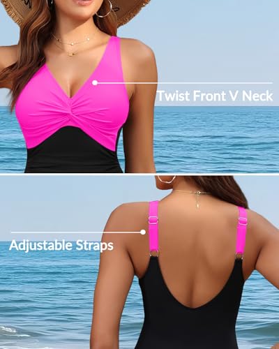 Image of Holipick Women Tummy Control One Piece Swimsuit - Push Up Bathing Suit Full Coverage Slimming Swimwear