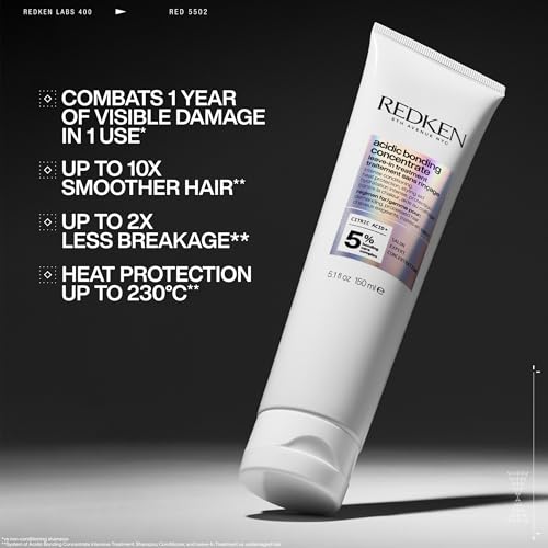 Redken, Voor Beschadigd, Veeleisend en Gekleurd Haar, Beschermt Intensief Tegen Haarbreuk en Hitte, Bonding Verzorging, Acidic Bonding Concentrate Leave-in Treatment, 150 ML