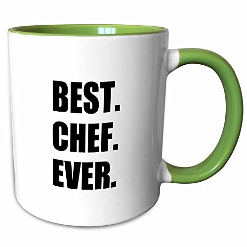 3dRose Best Chef Ever - text gifts for world 11oz Two-Tone Green Mug