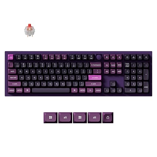 Image of Keychron Q6 Pro Full-Size Wireless Bluetooth Mechanical Keyboard, Full Aluminum, Hot-Swappable K Pro Silent Red Switch, Launcher Programmable, NKRO Knob, KSA PBT Keycaps, Mac /Win /Linux - Purple