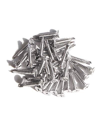 Image of IMScrews 25pcs #8 x 1 Stainless Flat Head Phillips Self Drilling Screws, 410 Stainless Steel Full Thread Sheet Metal Tek Wood to Metal Screws