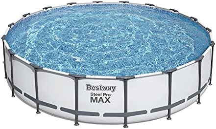 Bestway Steel Pro MAX 18 Foot x 48 Inch Round Metal Frame Above Ground Outdoor Swimming Pool Set with 1,000 Filter Pump, Ladder, and Cover