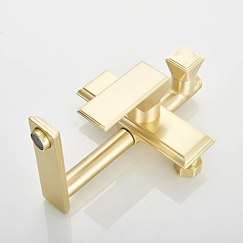 Sistema de ducha de oro cepillado de pared con monomando y rociador de lluvia 7