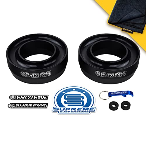 Supreme Suspensions - 3" Front Leveling Kit for 1997-2003 Ford F-150 and 1998-2007 Ford Ranger 2WD T6 Billet Aluminum Coil Spring Lift Spacers (Black) - Microfiber Cleaning Towel Included