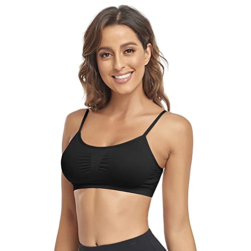 Litthing Bralettes Padded Cami Strap Bra, Seamless Sports Bra, Wireless Comfort Lightly T-Shirt Bra #TOP2