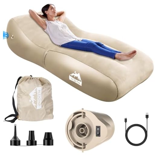 Widitn Upgraded Inflatable Couch, Ultra-Wide 35.4 ” Luxury Auto Inflatable Lounger Sofa with Built-in Pump, Comfort Top, Portable Air Sofa Chair for Camping, Picnics, Hiking, Home, Music Festivals