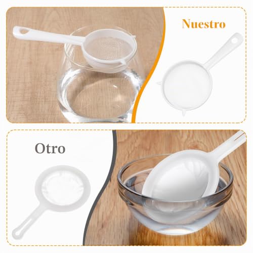 Miniatura 3 de Andibro Juego De 3 Coladores De Malla De Plástico, Colador Fino Con Asa Para Kéfir, Té, Café, Leche De Nueces, Colador De Harina, Apto Para Lavavajillas