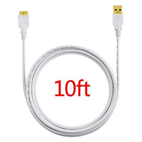 Getwow Samsung Galaxy S5 / Note 3 Ultra Long 3M / 10-Foot Superspeed USB 3.0 Charge and Data Sync Cable (White)