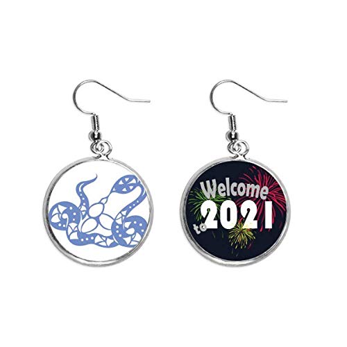 Pendientes de la serpiente del zodiaco chino en plata de ley talla M