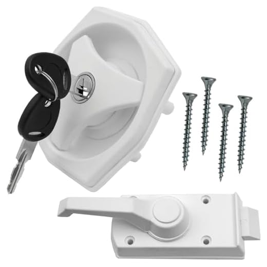 CR-MOESANCO® Cerradura Puerta Caravana o Autocaravana con Cilindro y Dos Llaves (Blanco)