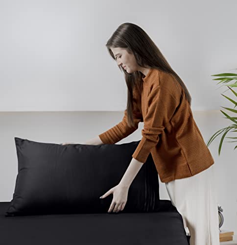 Utopia Bedding Queen Sheet Set – Soft Microfiber 4 Piece Luxury Bed Sheets With Deep Pockets - Embroidered Pillow Cases - Side Storage Pocket Fitted Sheet - Flat Sheet (Black) #TOP5