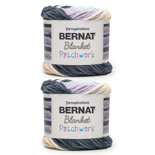 Image of Bernat Blanket Patchwork Yarn for Crocheting Soft, Fresh Laundry, 2-Pack | #6 Super Bulky Yarn, 100% Polyester, Soft Crochet Yarn for Blankets, Knitting & DIY Crafts, 220yds, 300g /10.5oz per skein
