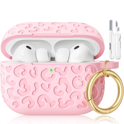 Wowwat for AirPods Pro 3 Case Cover 2025 with Leopard Engraved Pink