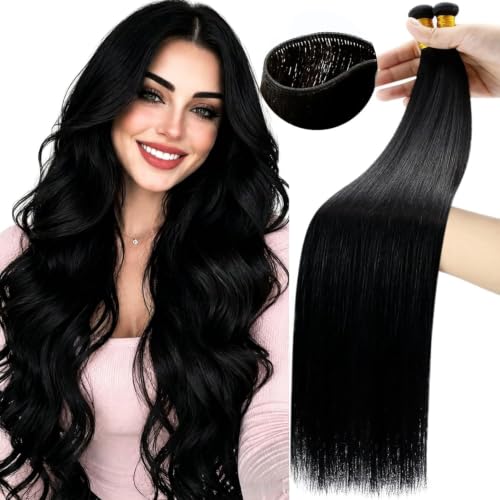 Moresoo Genius Weft Human Hair Extensions, Jet Black, 20 inch 60g