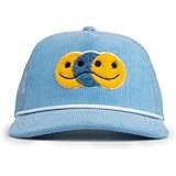 Sombrero bordado de cara sonriente, sombrero de pana, sombrero de fiesta, sombrero feliz, sombrero a presión, sombrero azul, sombrero de camionero, sombrero rave, sombrero de festival de música, Azul,