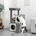 TIANTIANDIGITAL Wooden Multi-Level Cat Tower, Modern Luxury Cat Tree, Cat Climbing Frame, Pet Supplies, 1 Top Lying Nest, 2 Apartments, Sisal Cat Scratching Post, Interactive Hanging Ball, Gray