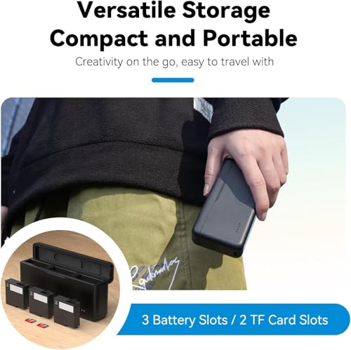 Image of TELESIN Osmo Action 5 Pro Battery Charger for DJI Action 5 Pro Triple Slot PD 30W Fast Charging Case with Type-C Cord Batteries Case Fully Compatible with Action 5 Pro Extreme Battery