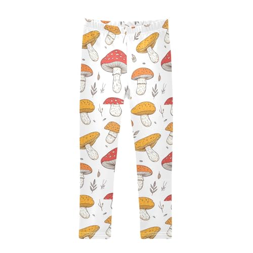 ZZKKO Girls Leggings Cartoon Flat Mushrooms Toddler Girls Clothes Leggings for Girls Toddler Girls Leggings 3-4T