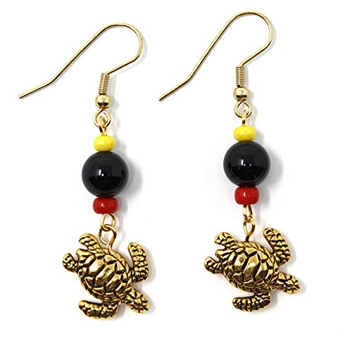 "Maryland Terrapin", University of Maryland Terrapin Mascot Earrings in Black, Red and Yellow