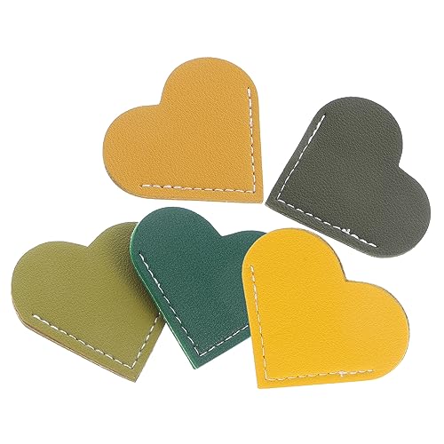 COHEALI Pu Leather Heart Bookmark Mini Portable Present 5pcs Pack Book Corners for School Folder Corner Protect